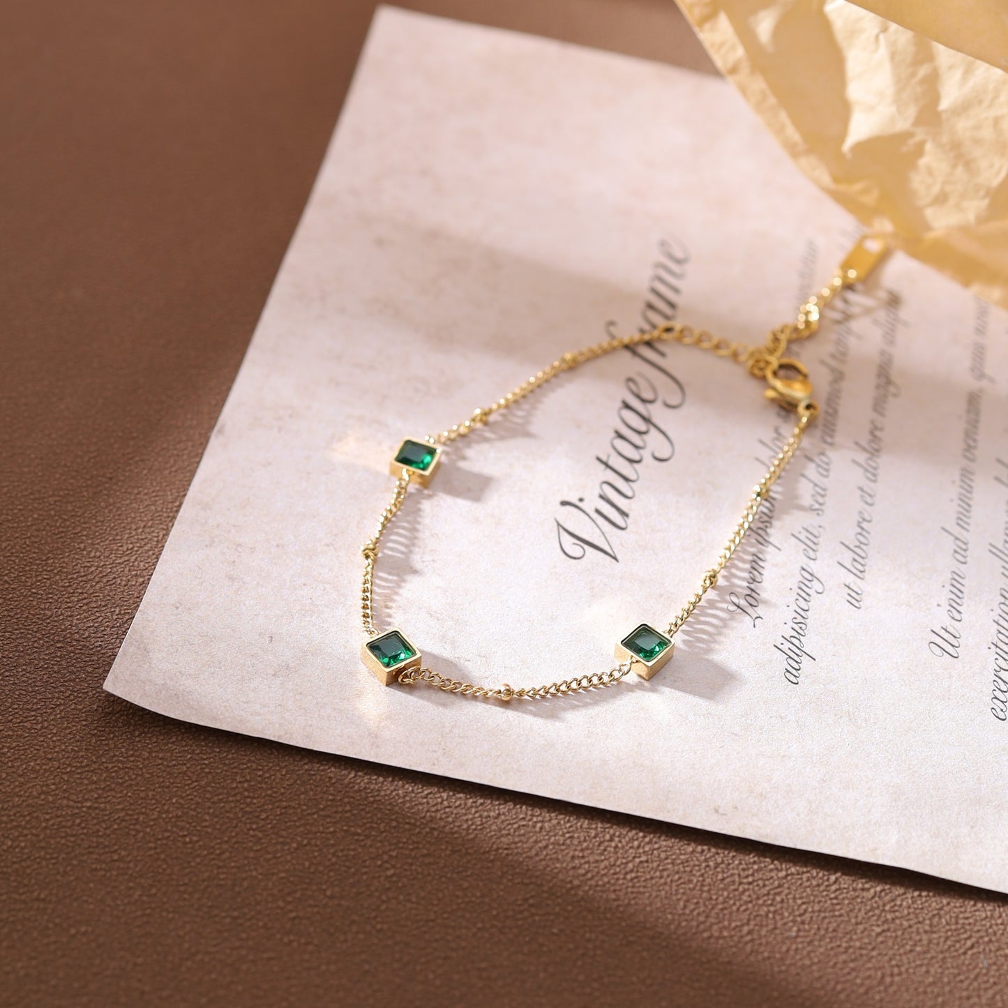 Stainless Steel Emerald Green square shape Bracelet