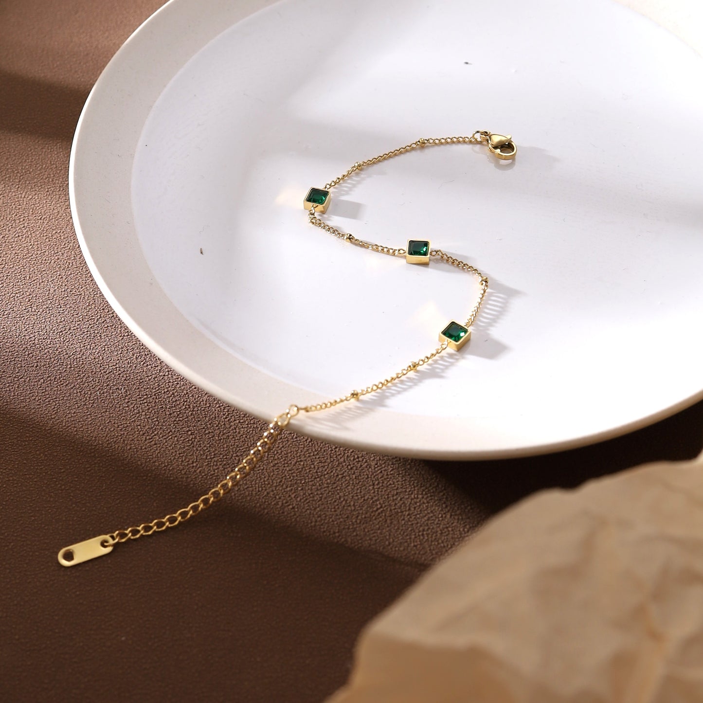 Stainless Steel Emerald Green square shape Bracelet