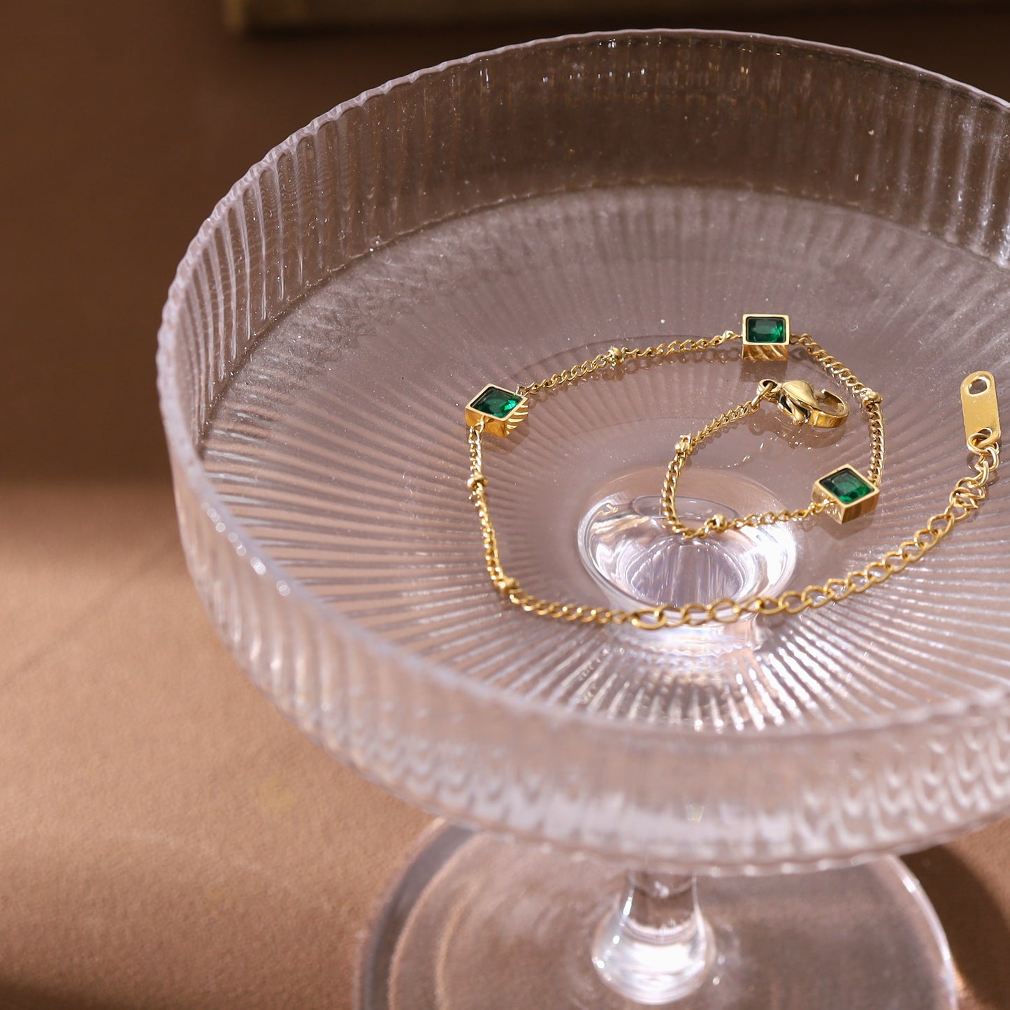 Stainless Steel Emerald Green square shape Bracelet