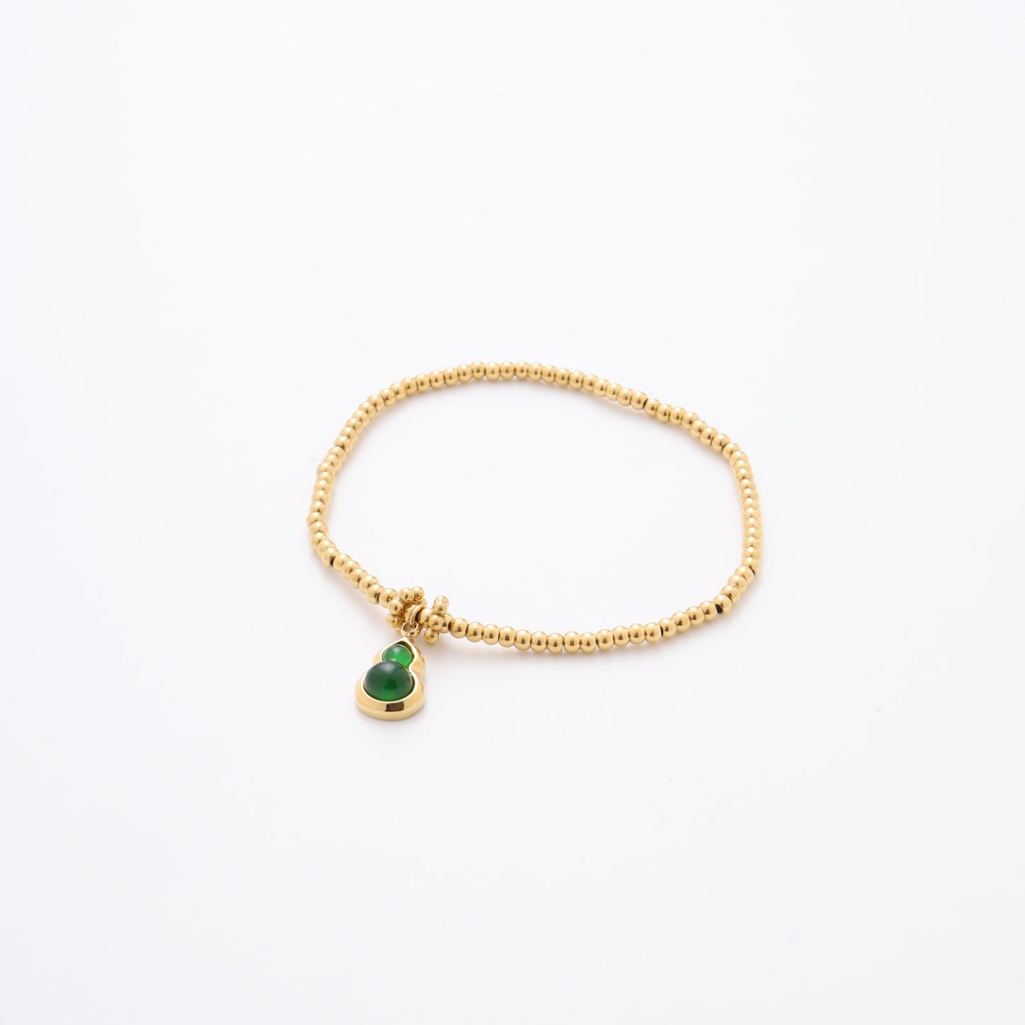 Stretchy Hulu Charm Bracelet – Gold Beaded Stainless Steel
