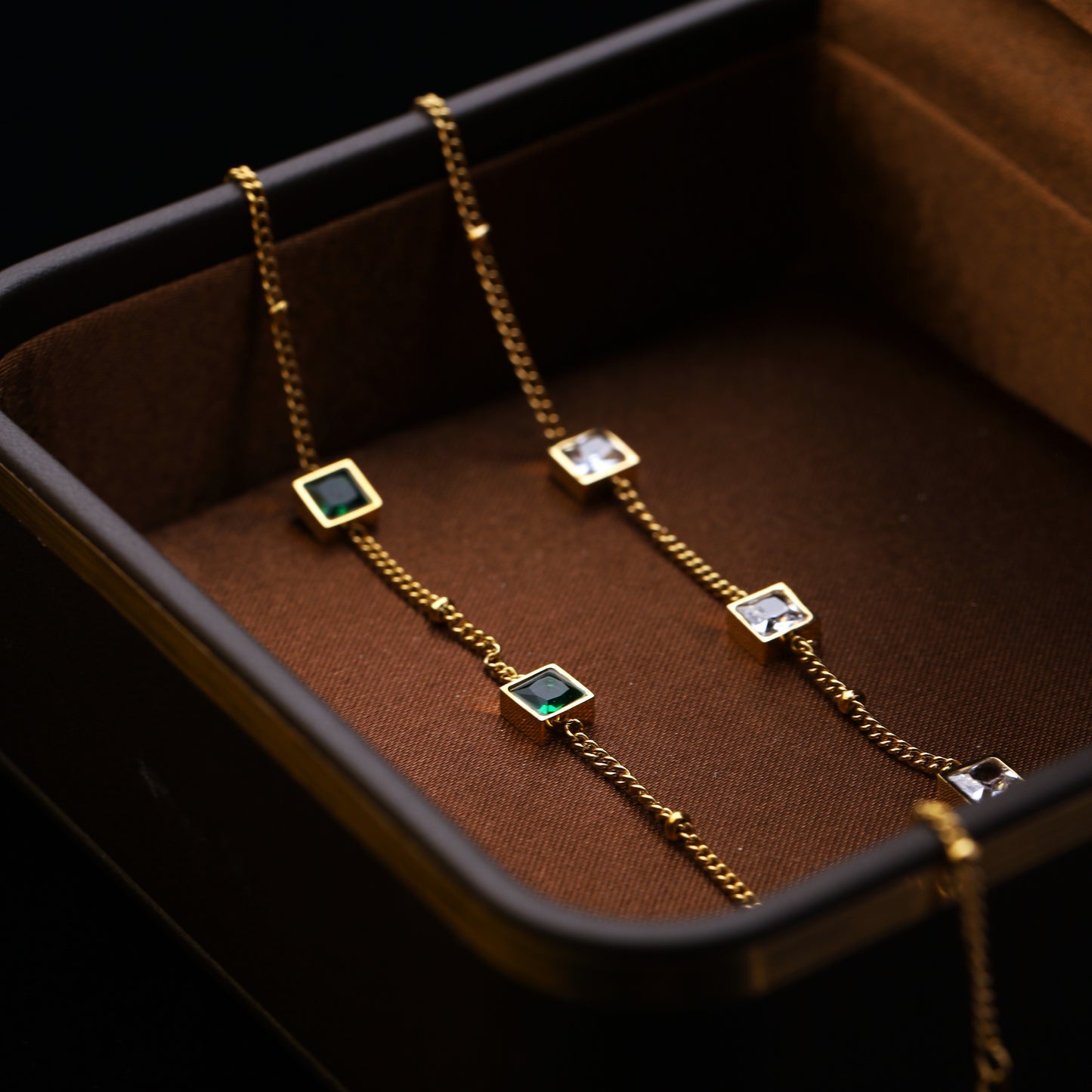 Stainless Steel Emerald Green square shape Bracelet