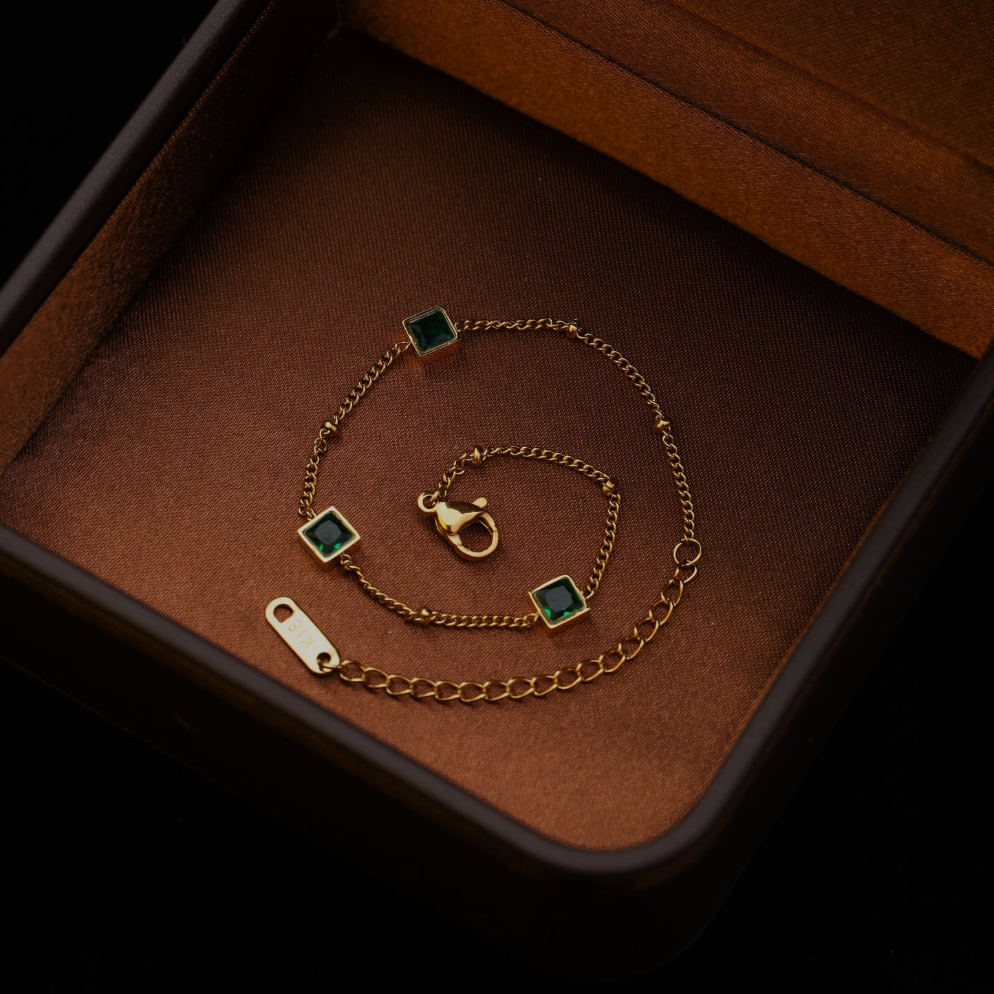 Stainless Steel Emerald Green square shape Bracelet
