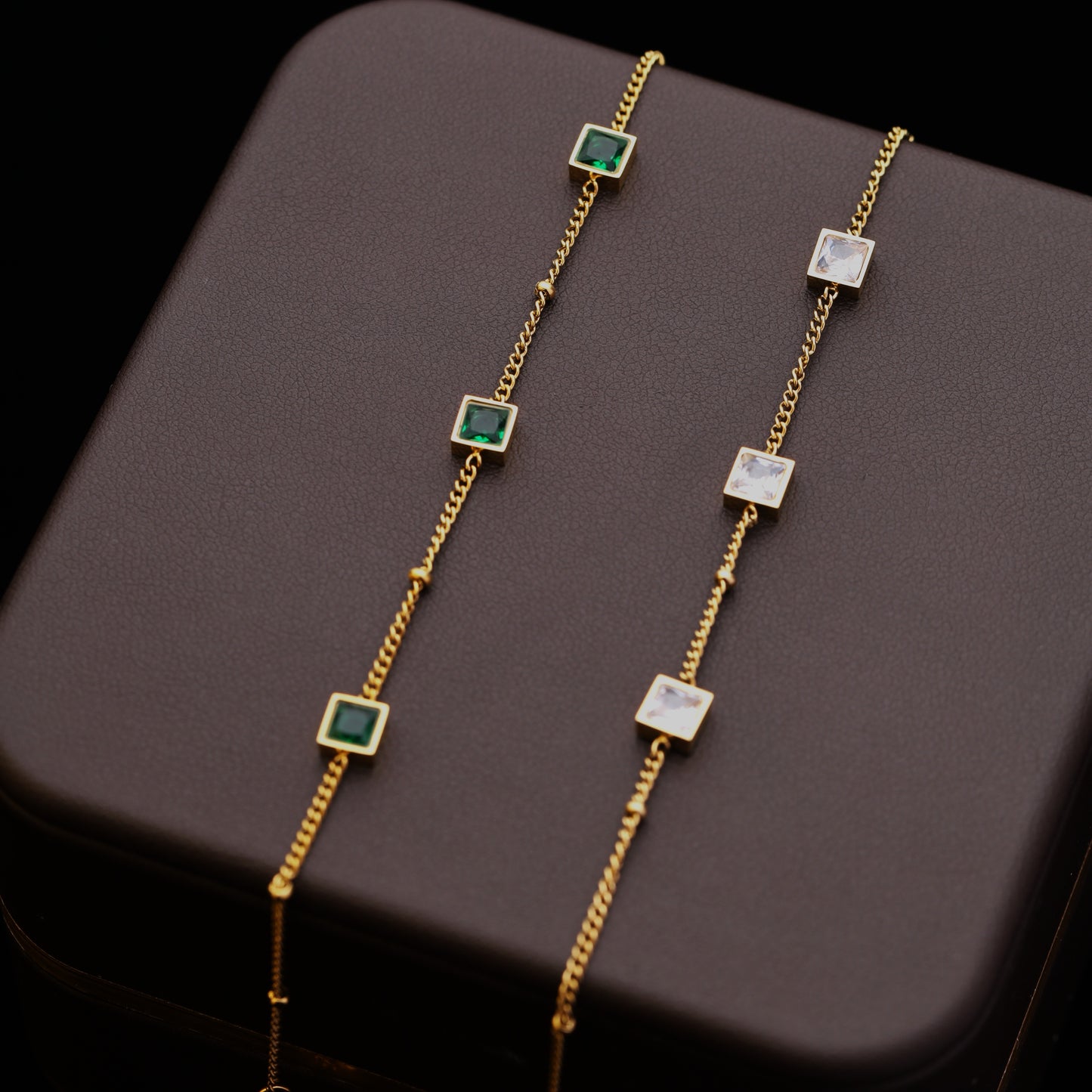 Stainless Steel Emerald Green square shape Bracelet