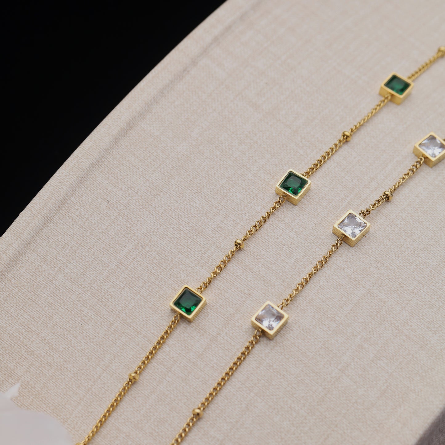 Stainless Steel Emerald Green square shape Bracelet