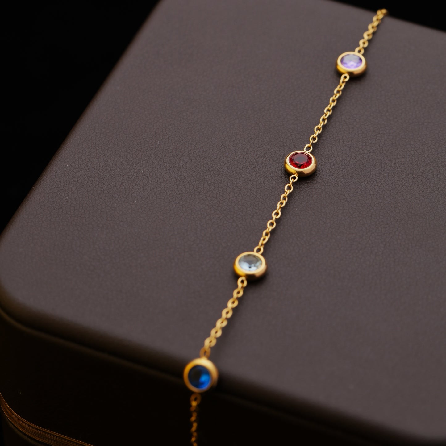 Rainbow Gemstone Stainless Steel Bracelet