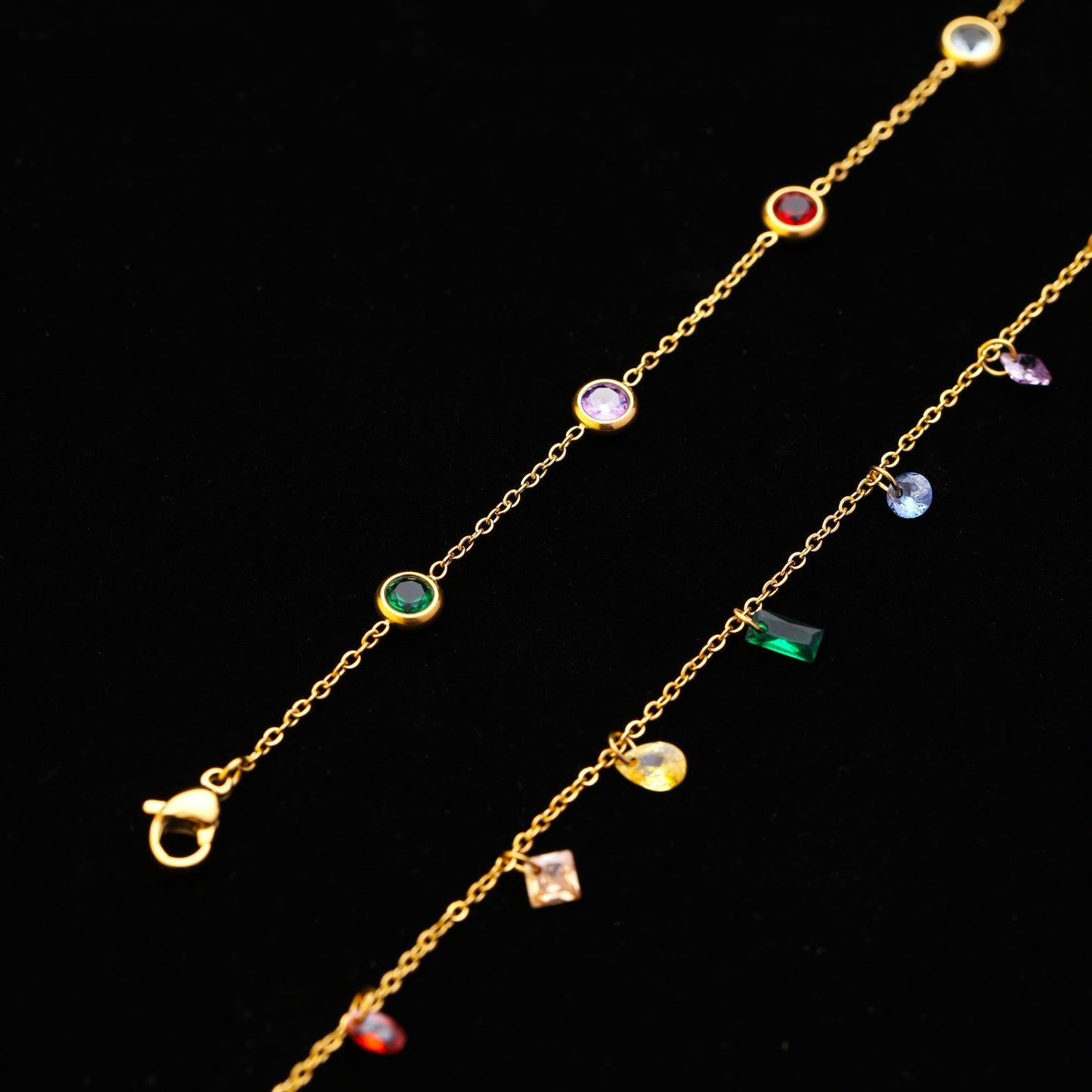 Rainbow Gemstone Stainless Steel Bracelet