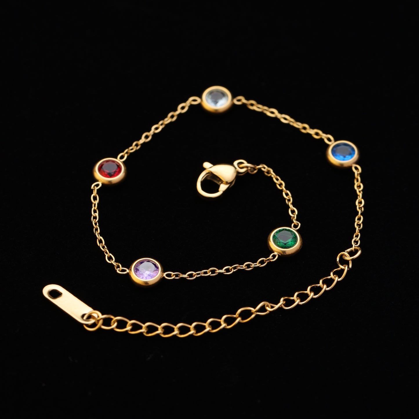 Rainbow Gemstone Stainless Steel Bracelet