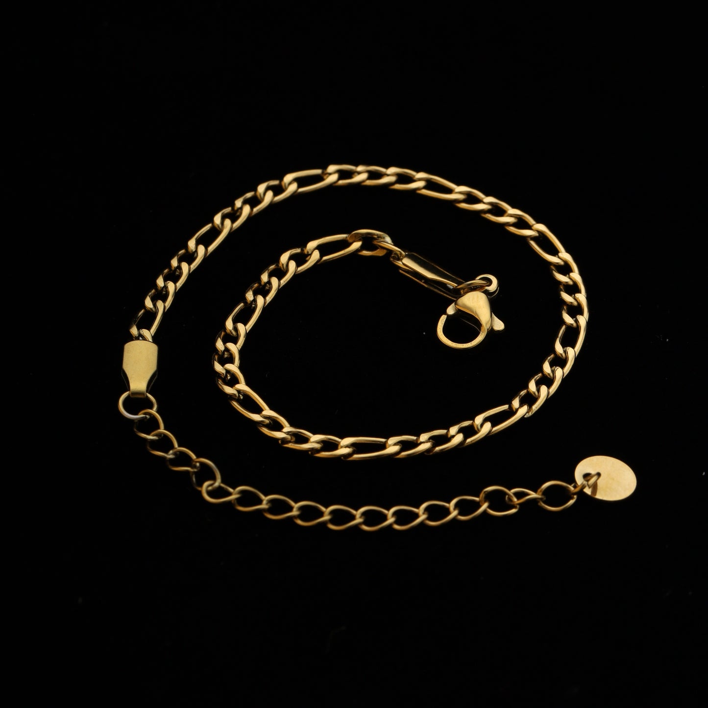 Stainless Steel Figaro Chain Bracelet – Silver & Gold, 18cm + 5cm Extension