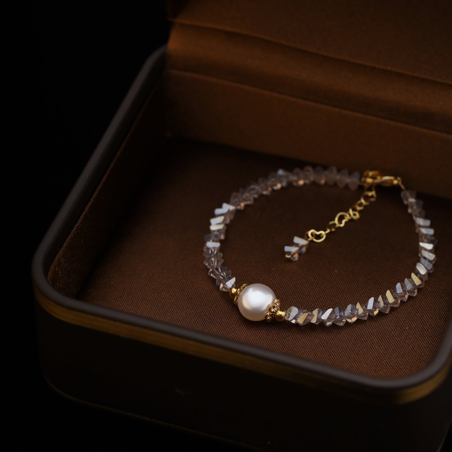 Crystal Beaded Bracelet – 15cm + 5cm Extension – With or Without Pearl