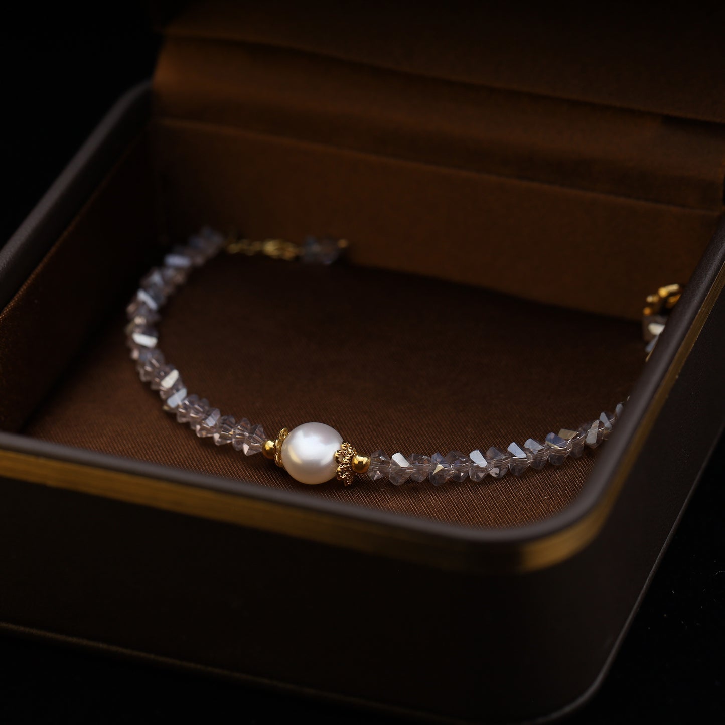 Crystal Beaded Bracelet – 15cm + 5cm Extension – With or Without Pearl
