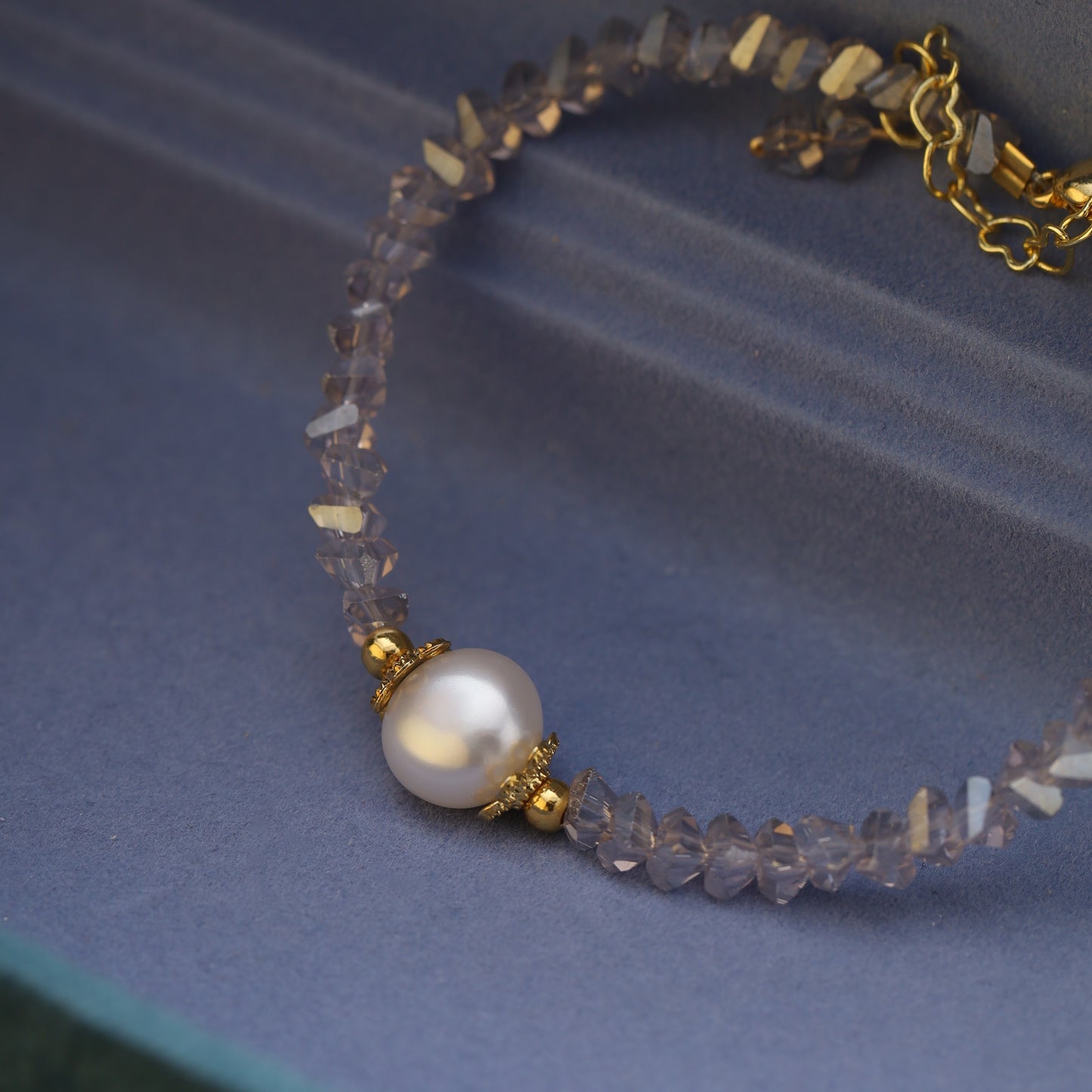 Crystal Beaded Bracelet – 15cm + 5cm Extension – With or Without Pearl