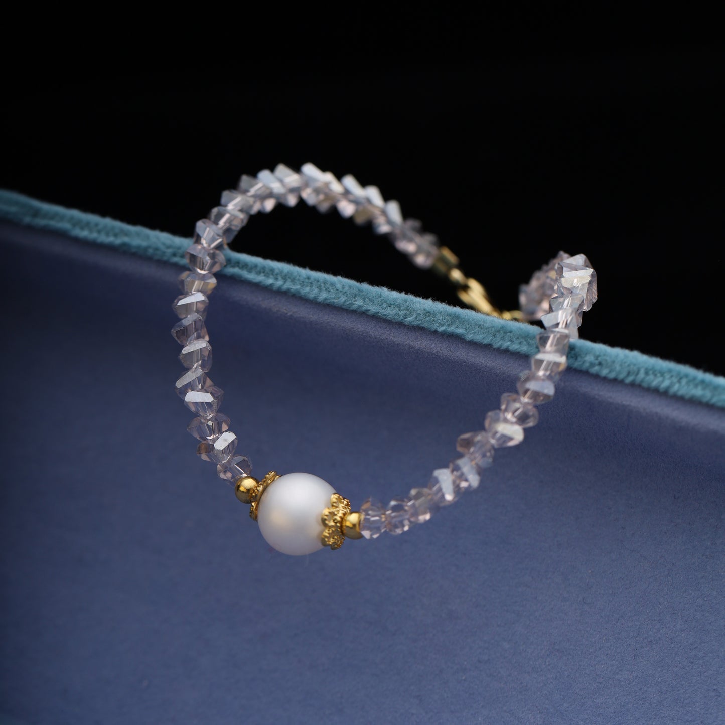 Crystal Beaded Bracelet – 15cm + 5cm Extension – With or Without Pearl
