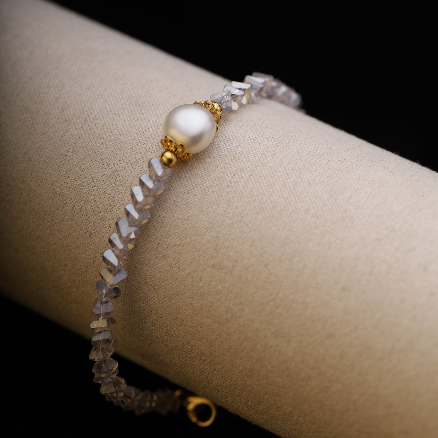 Crystal Beaded Bracelet – 15cm + 5cm Extension – With or Without Pearl