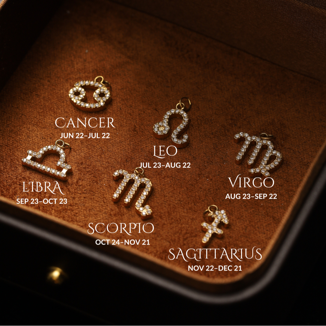 The Aquarius zodiac necklace styled with two birthstones, perfect for astrology lovers.