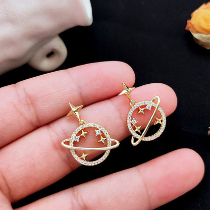 Cosmic Orbit Earrings – Celestial Gold-Plated Planet Earrings