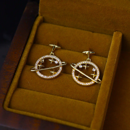 Cosmic Orbit Earrings – Celestial Gold-Plated Planet Earrings