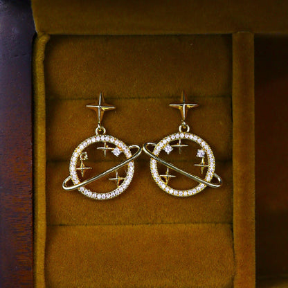 Cosmic Orbit Earrings – Celestial Gold-Plated Planet Earrings